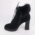 2019 Women's Real Fur Boots A095 Ladies Leather Winter Snow Ankle Fur Heel Women Boots Shoes